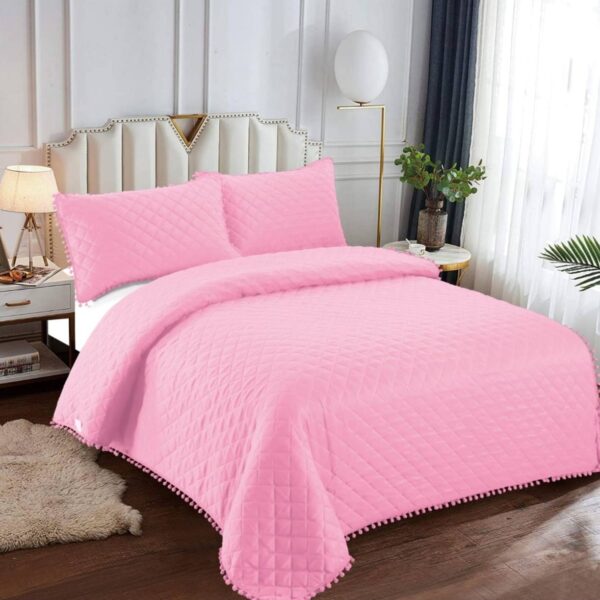 CUBRECAMAS CON POMPONES 1.5 PLAZAS