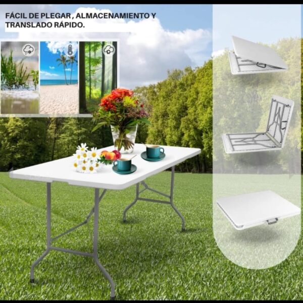 MESA PLEGABLE 180X75CM BLANCA