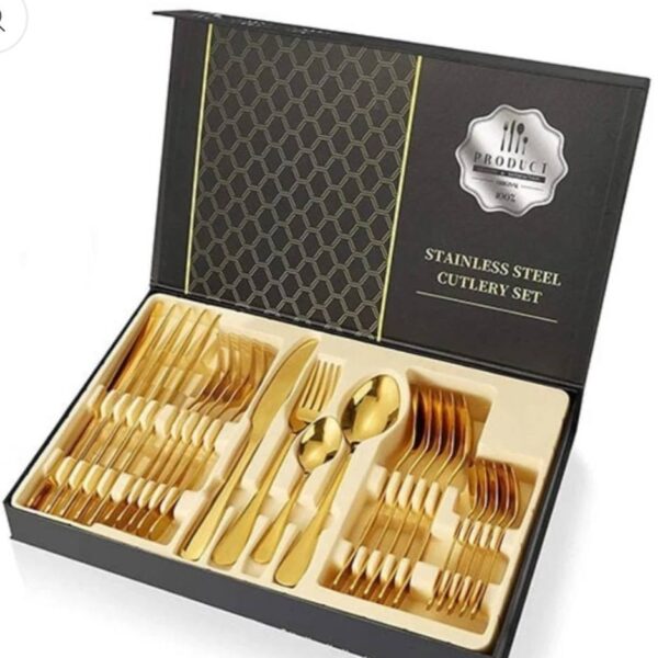 SET DE CUBIERTOS DORADOS 24 PCS ACERO INOXIDABLE